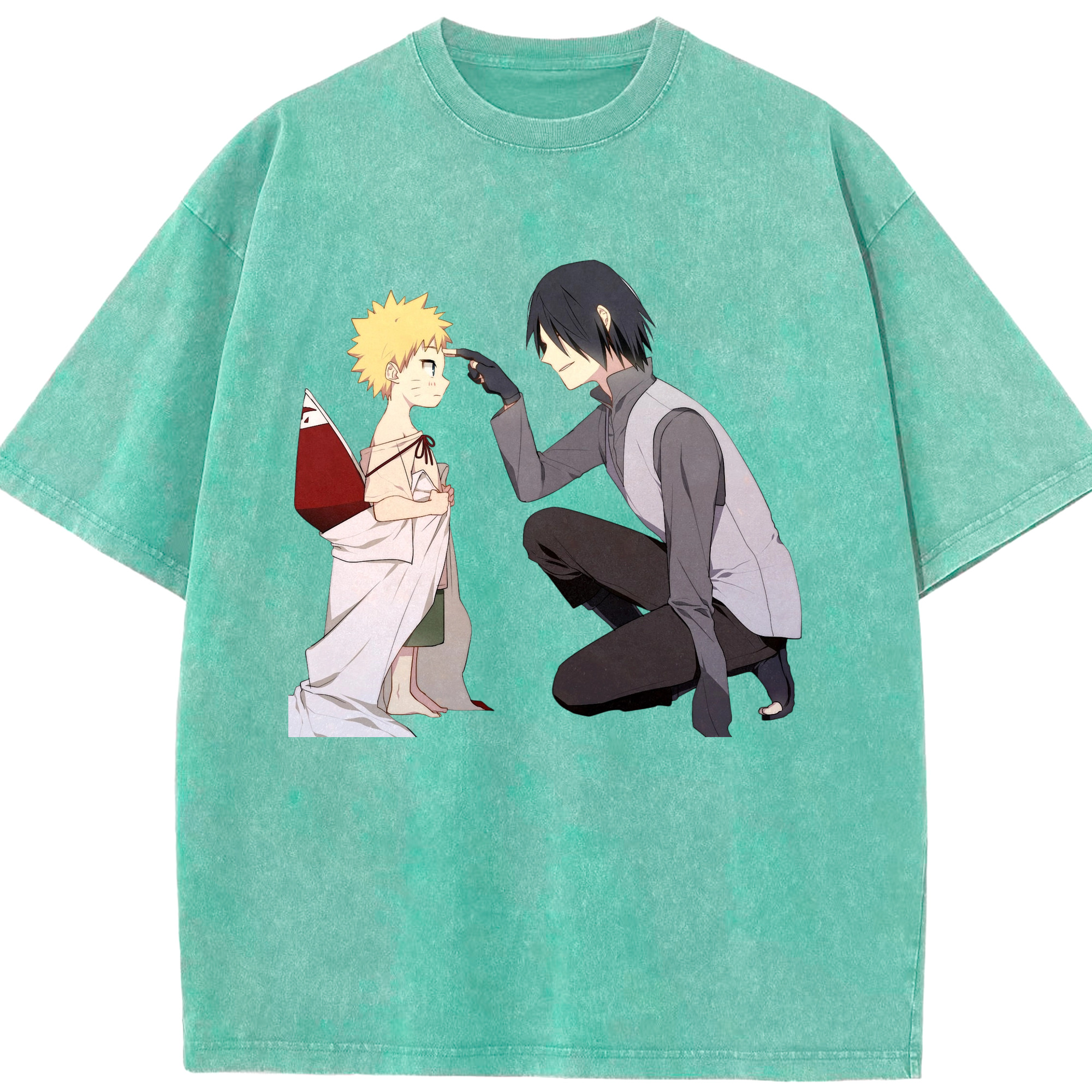 （画像用） NARUTO -ナルト- うちは サスケ Uchiha Sasuke 綿100% ヴィンテージ風 半袖Tシャツ（フロントプリント）
